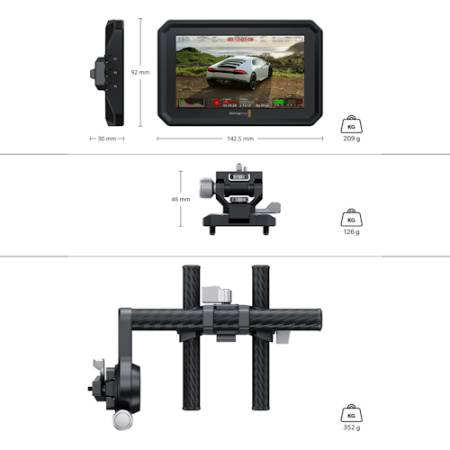 Blackmagic Design - PYXIS Monitor EVF Kit_Wymiary monitora/wymiary akcesoriów_4